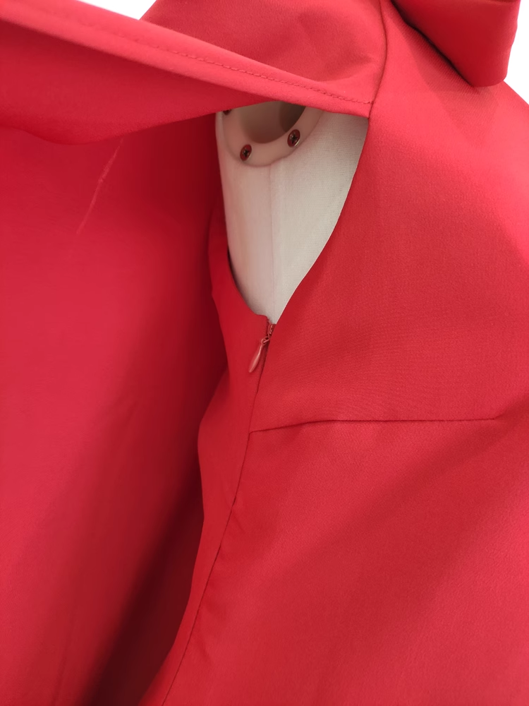 Cute A-Line Boat Neckline Red Satin Short Homecoming Dresses Birthday Outfits With Cape - View 5 | FashionDia