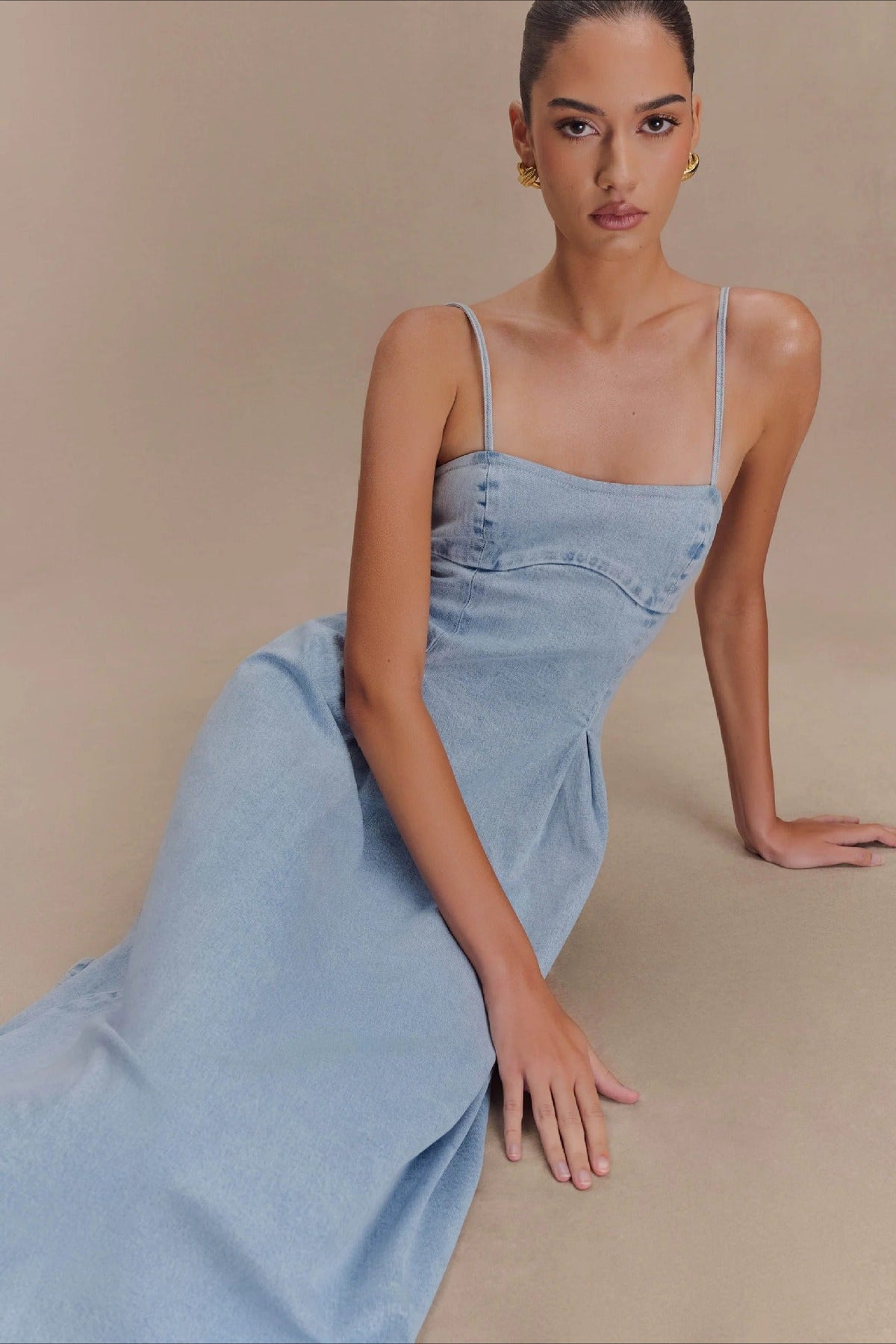 Strapless Denim Dress - View 4 | VelvetHem
