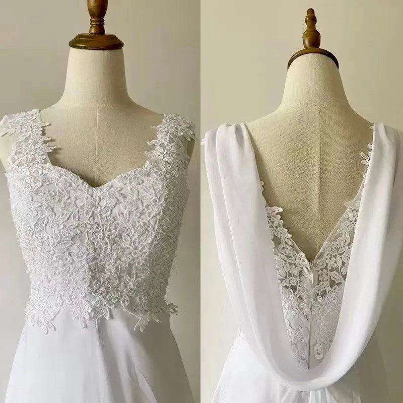 Vestido De Noiva Boho Wedding Dress Beach Wedding Dresses Sleveless V Neck Simple Bridal Dress Robe De Soiree