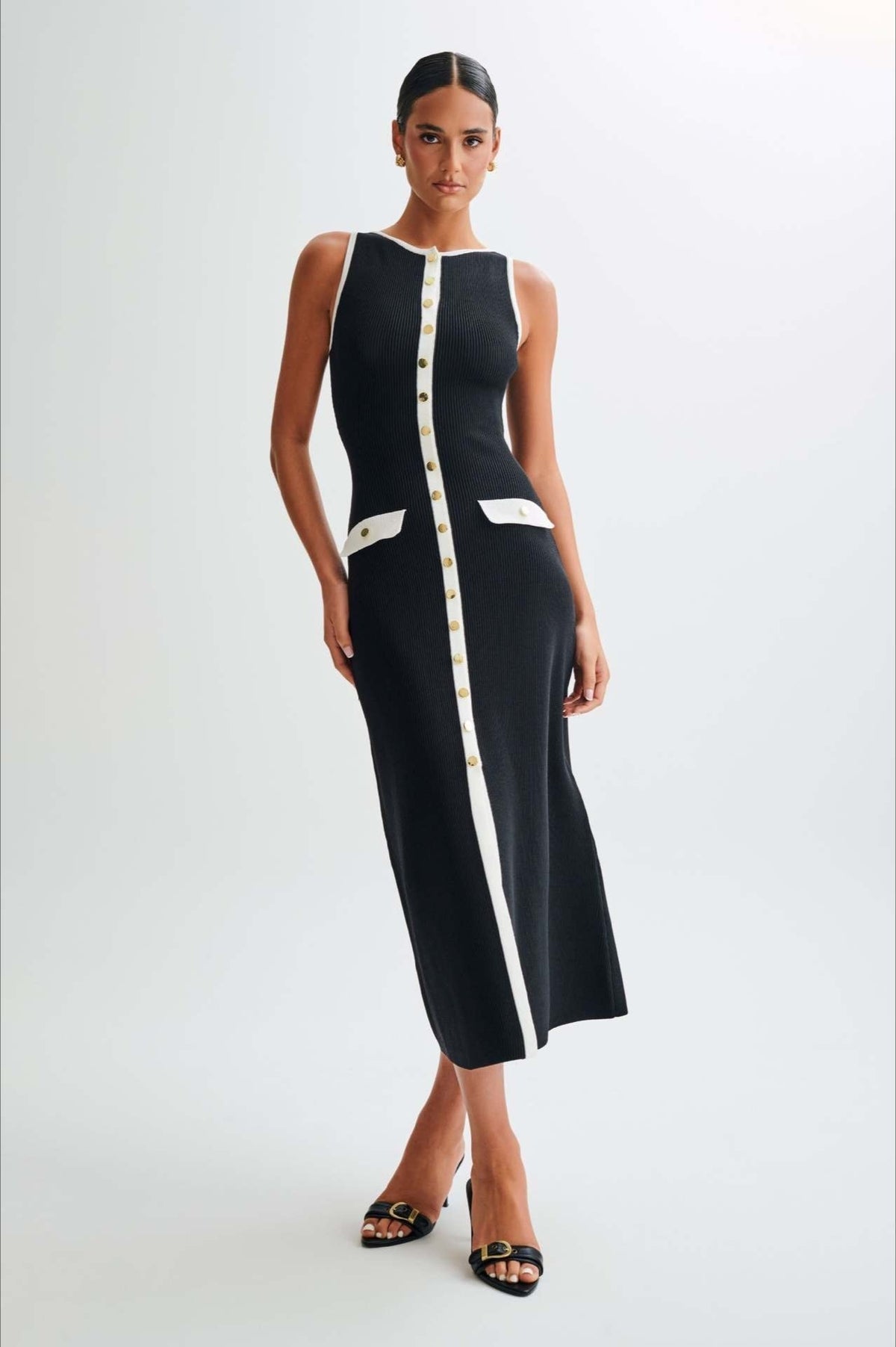 Fashion Buttoned Knit Work Dress - View 10 | VelvetHem