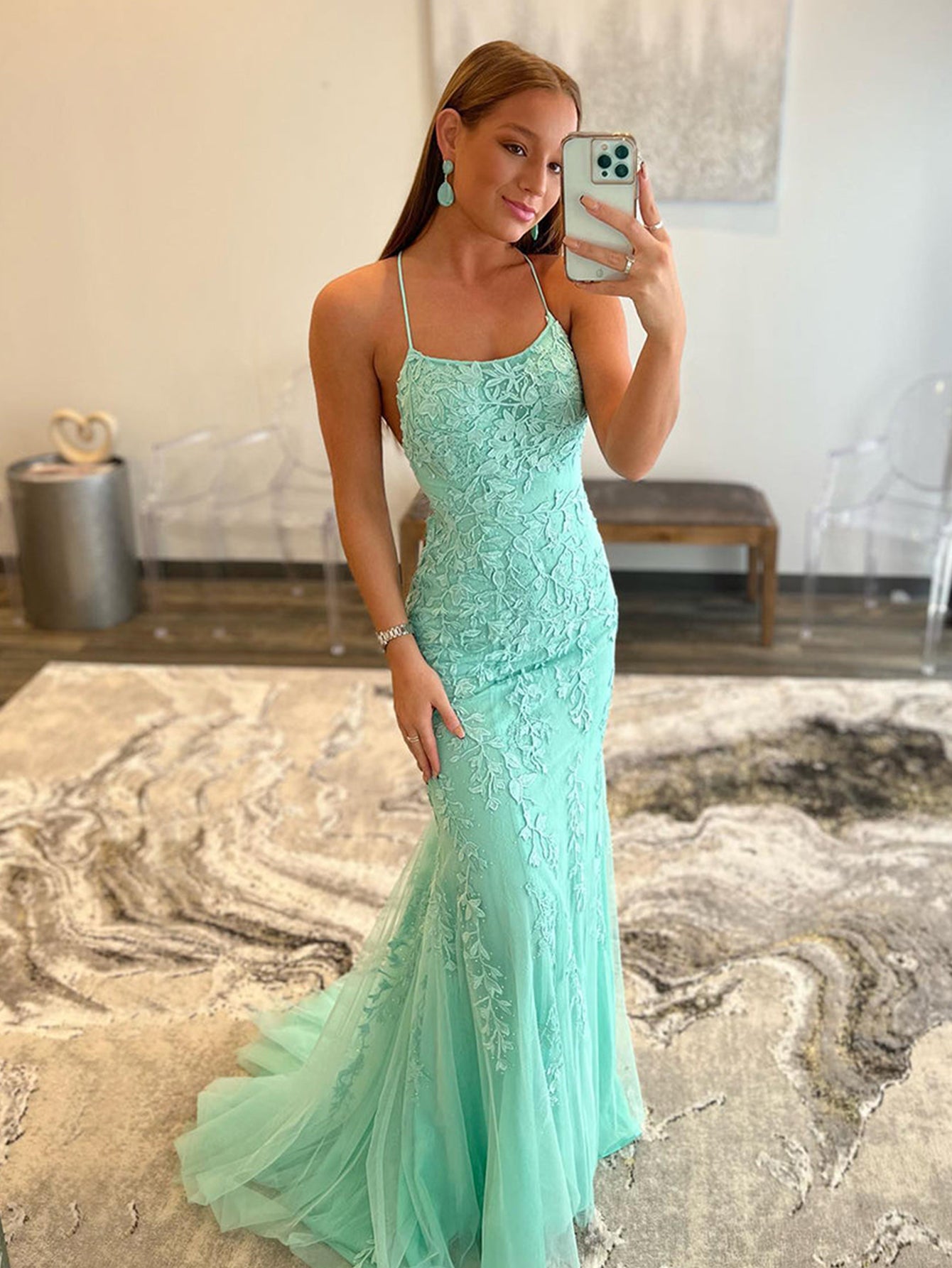 Mermaid Light Blue Prom Dress Long Evening Dress - Fashionpara