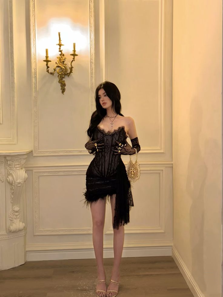 Black Lace Sheath Birthday Dress Short Evening Dress J8315