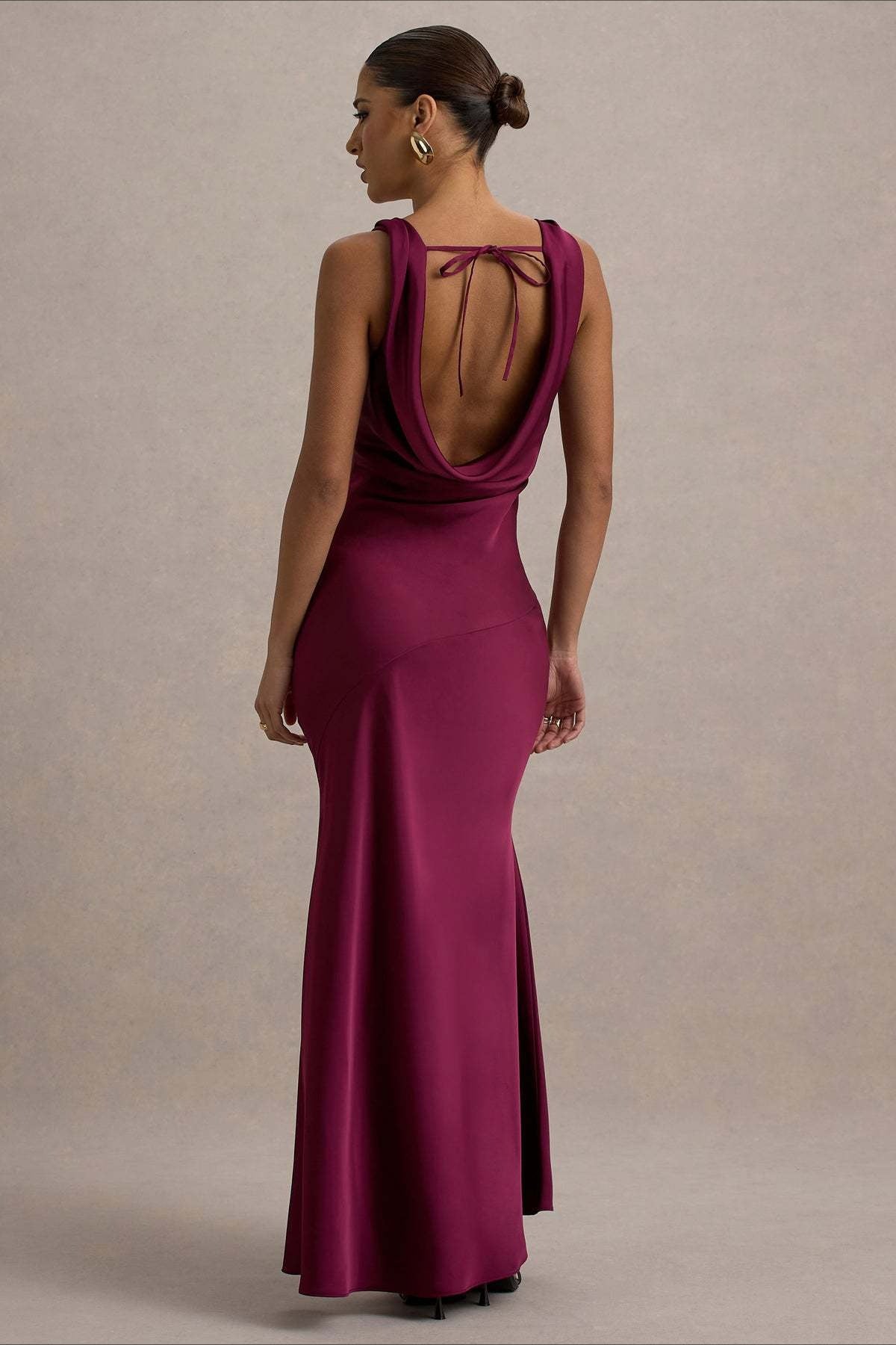 Satin Mermaid Low-Back Party Dress - View 7 | VelvetHem