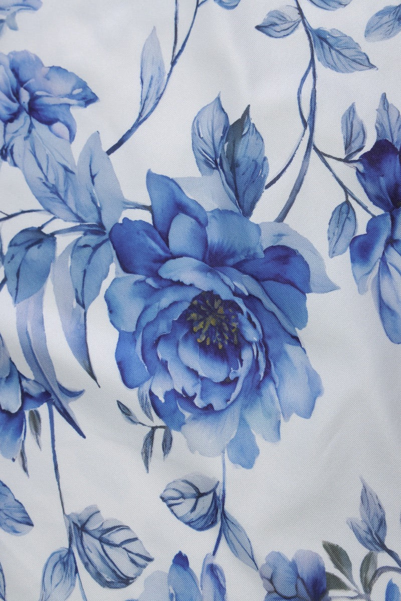 One Shoulder Twist Front Slim Long Floral Dress