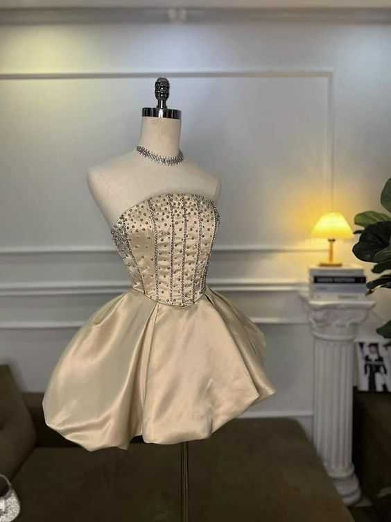 Vintage A-Line Satin Homecoming Dress 18th Birthday Outfits