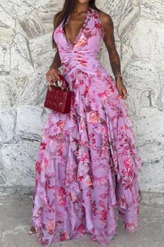 Sleeveless Hollow Maxi Floral Dress - View 3 | FashionDia