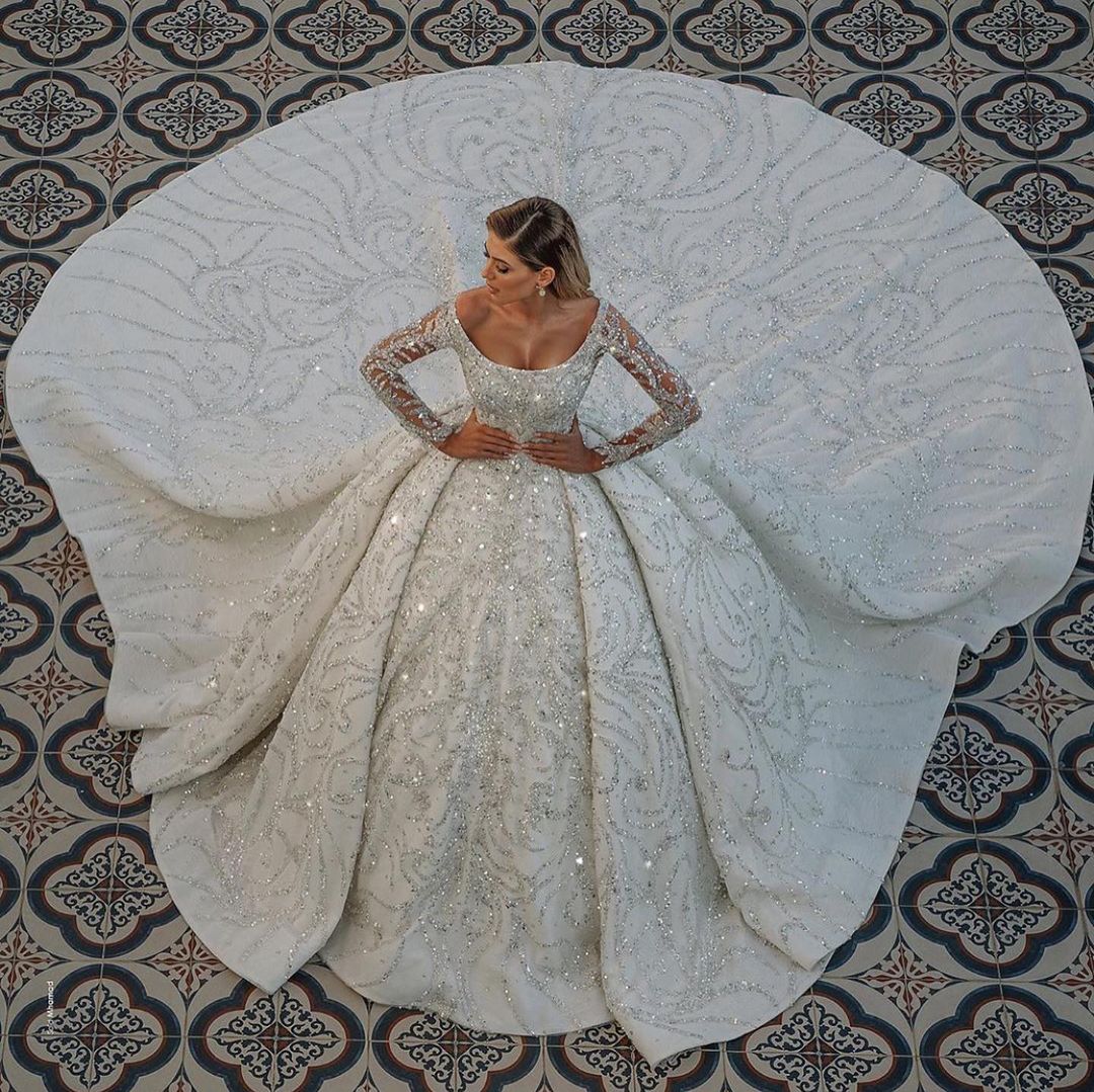 Bmbridal Long Sleeve Ball Gown Wedding Dress With Beads (ZD17404)