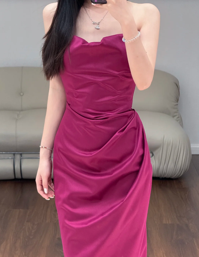 Fuchsia Prom Party Dress Birthday Dress Evening Dress - View 2 | FashionDia
