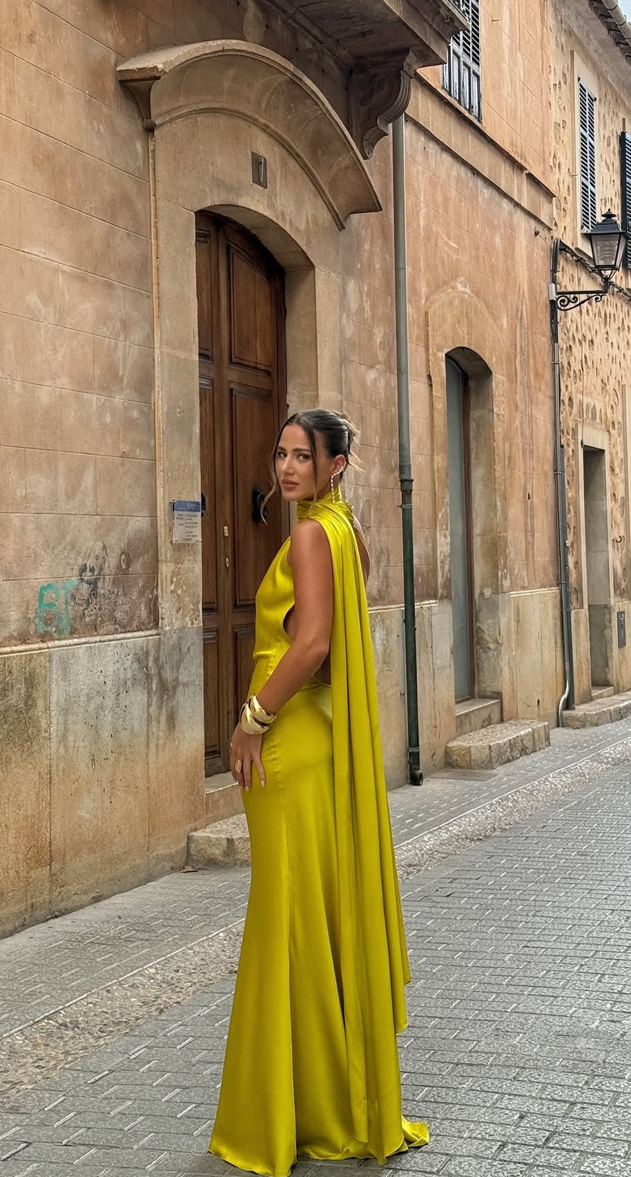 Halter Backless Mermaid Wedding Guest Dress Formal Prom Party Dress