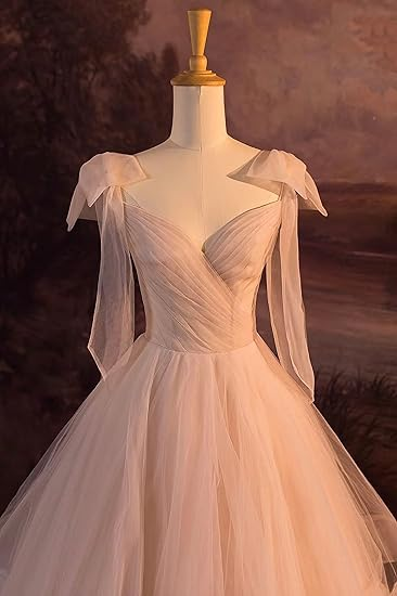Shiny Light Pink Tulle Sequins Layered Evening Dress ,Formal Prom Party Dress