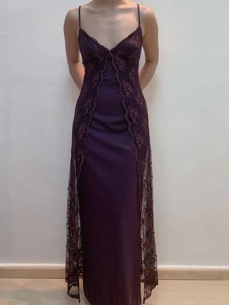 Vintage Lace Satin Evening Dress Formal Prom Dress