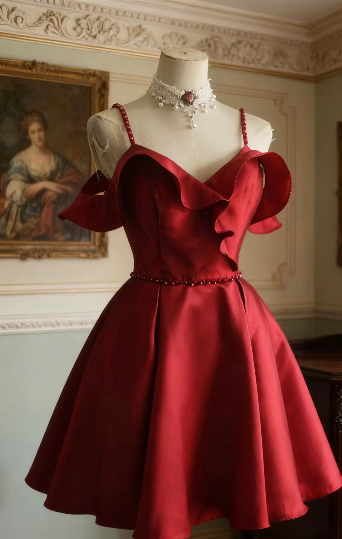 A-Line Red Short Birthday Dress Satin Homecoming Dress
