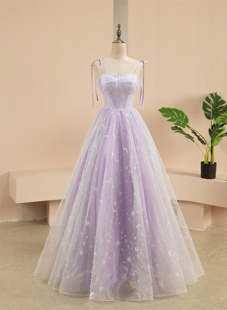 A-line Lavender Tulle Sweetheart Prom Dress,Fairy Dress