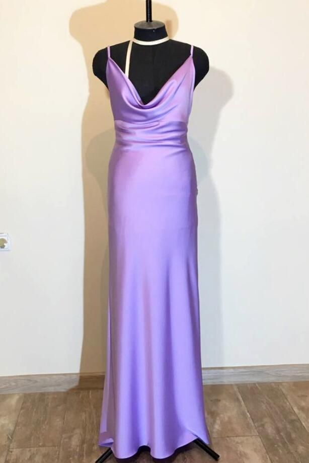Lavender Column Long Formal Evening Dress - View 2 | FashionDia