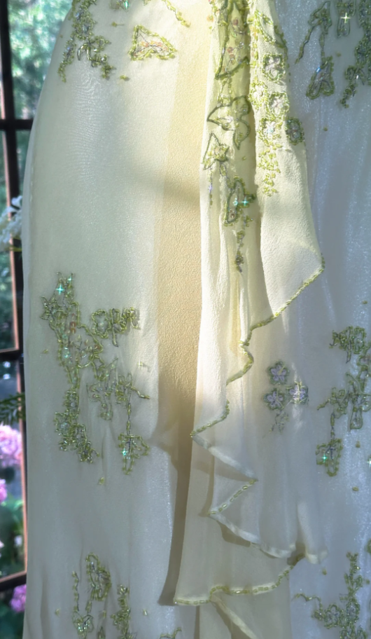 Vintage Halter Green Chiffon Beaded Mermaid Prom Dress Long Party Dress - View 4 | FashionDia