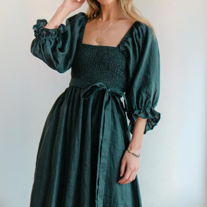 Stella Exclusive French Dress with Ruffled Sleeves Boutique Collection