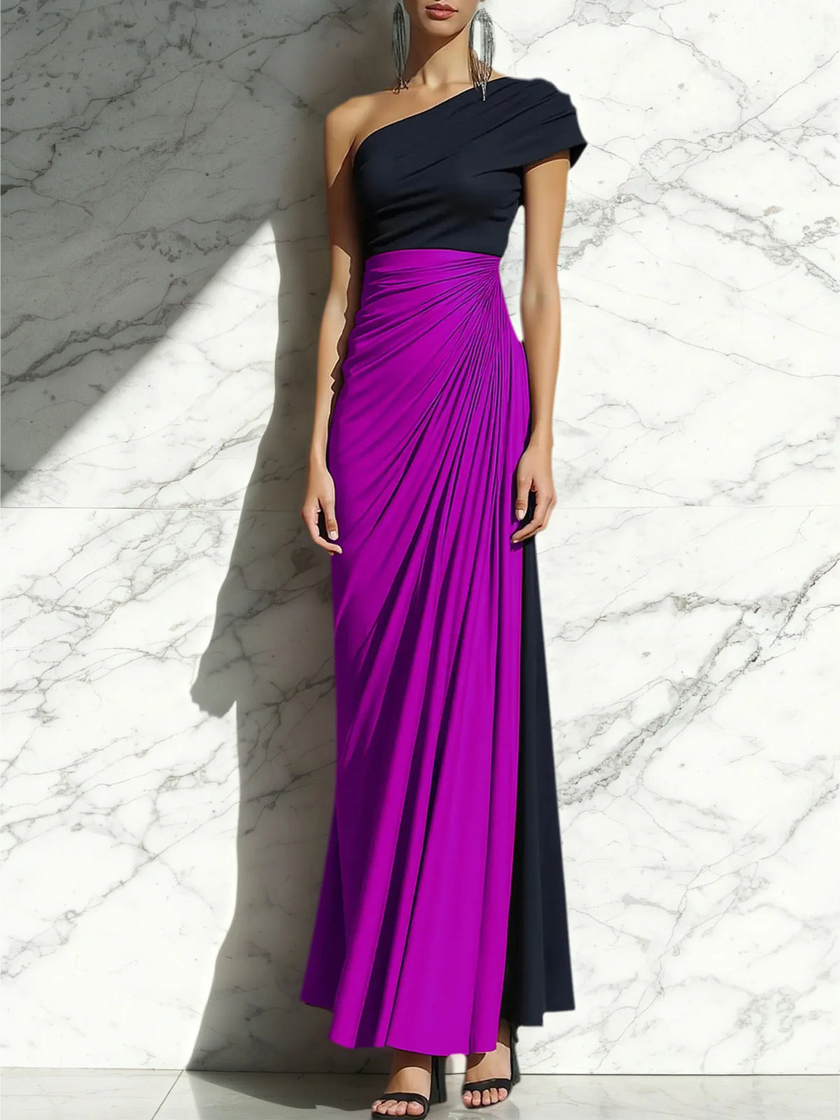 Sheath One-Shoulder Ruched Maxi Formal Dress - View 7 | FashionDia