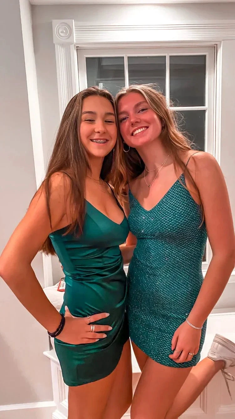 Green Spaghetti Straps Short Homecoming Dress Green Graduation Dress For Teens (ZD12262)