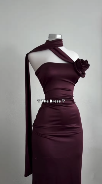 Simple Sheath Burgundy Long Prom Dress Strapless Evening Dress Y8511 - View 2 | VelvetHem