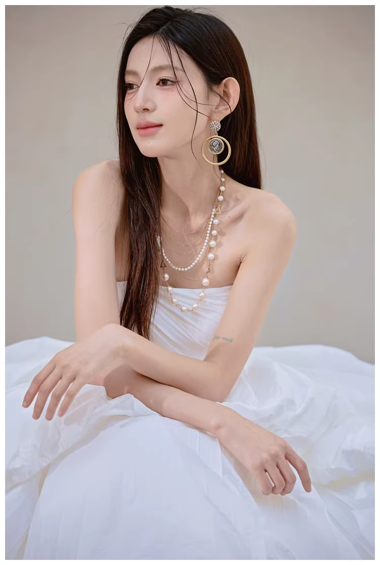 Charming Strapless White Satin Pleated Puff Birthday Party Dress Formal Prom Dresses - View 9 | FashionDia