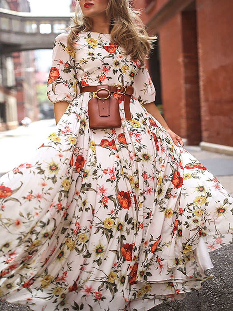 Bohemian Flowy Printed Maxi Dress