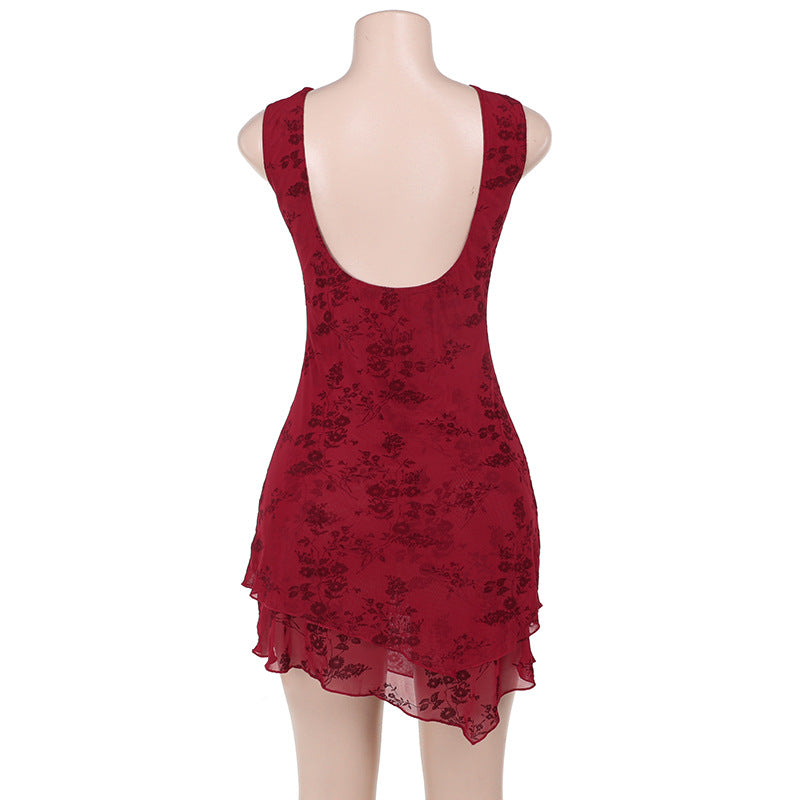 Beverly Mini Dress Maroon