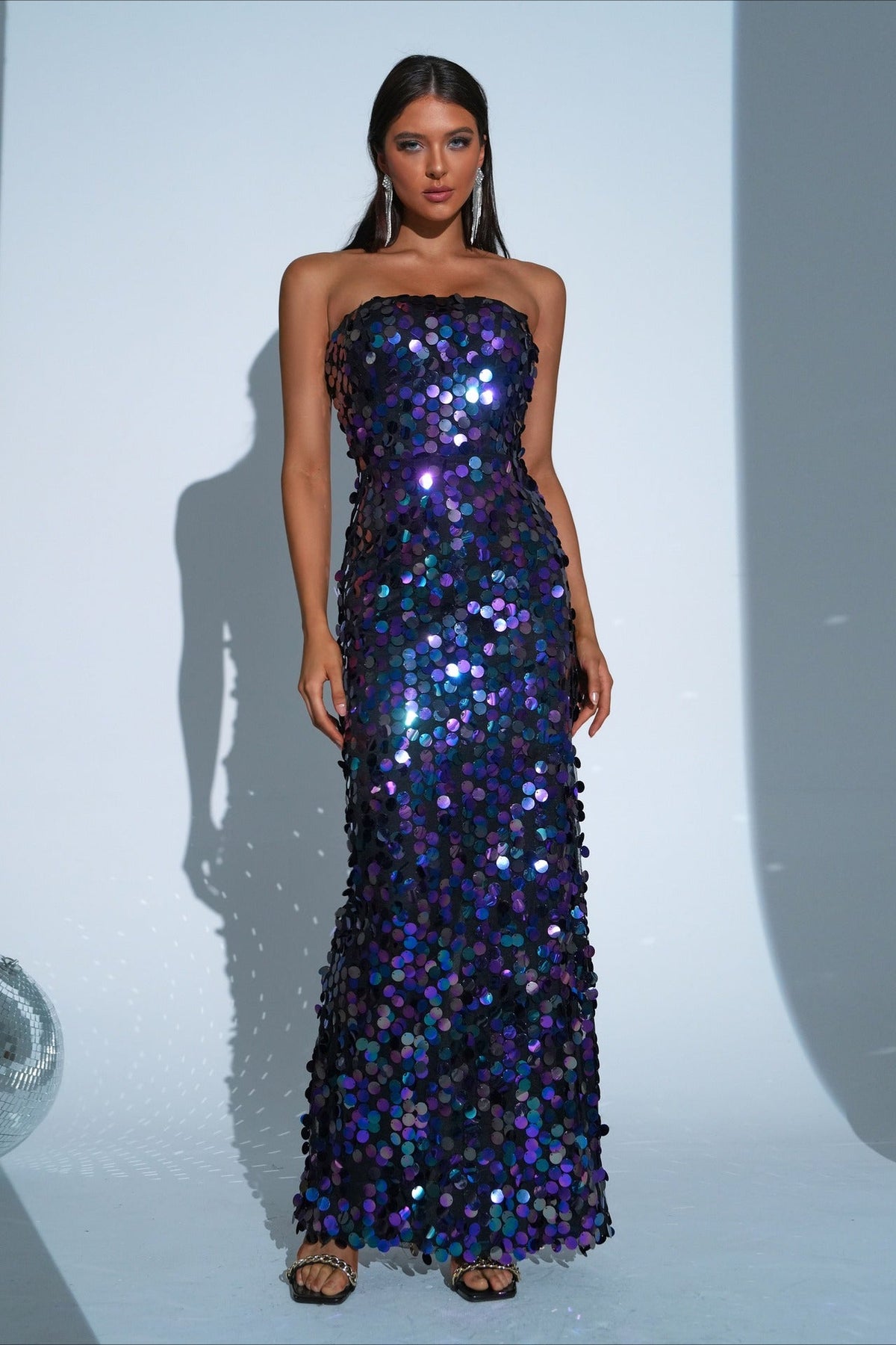 High End Bandeau Boat Neck Bodycon Mermaid Party Sequin Dress - VelvetHem
