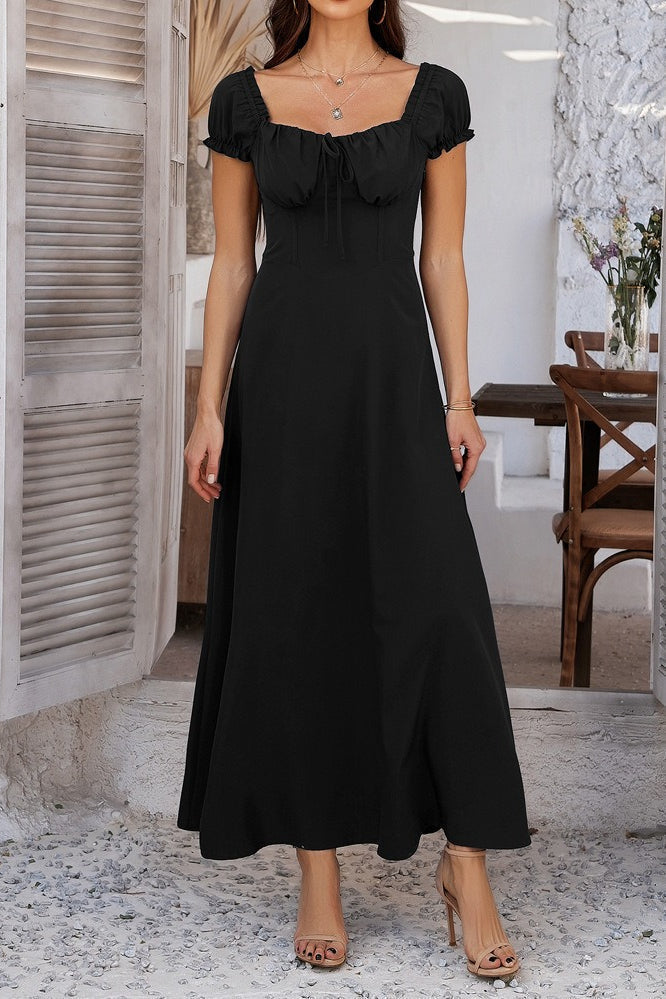Ruched Puff Sleeve Maxi Work Dress - View 7 | VelvetHem