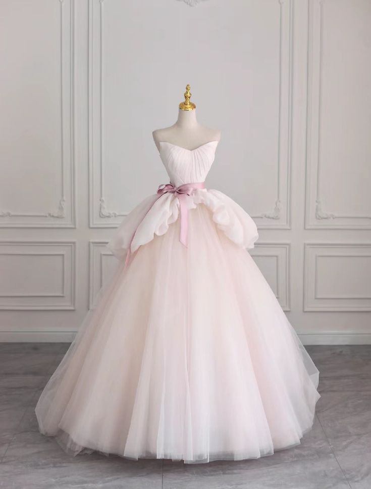 Sweet Light Pink Tulle A-Line Ball Gown Elegant Prom Dress Birthday Dress - FashionDia