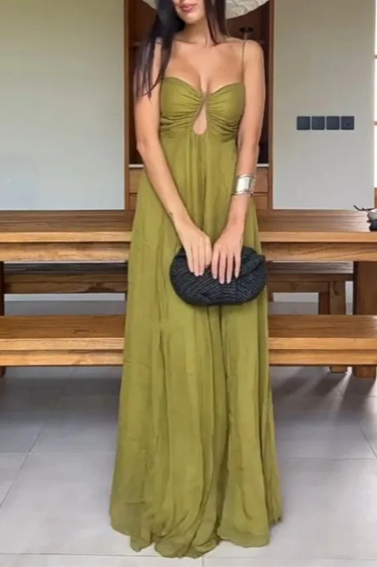 Hollow Out Spaghetti Maxi Dress - View 3 | FashionDia