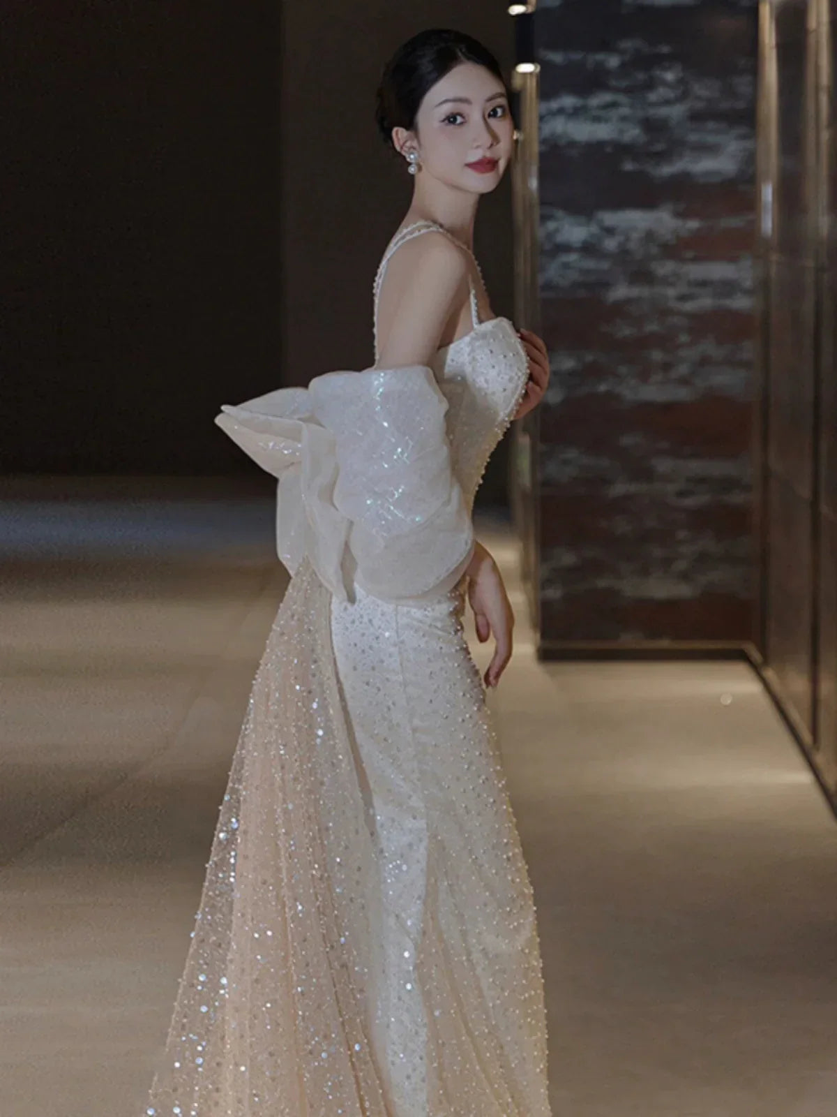 Sexy Mermaid Long Wedding Dress Evening Party Dresses - View 3 | VelvetHem