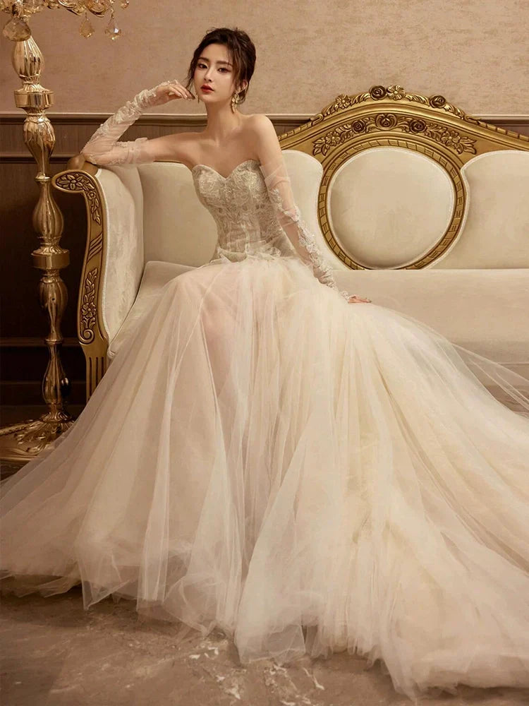 Sexy Mermaid Long Wedding Dress Evening Party Dresses