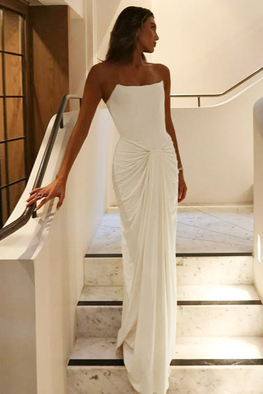 Boned Lace-Up Strapless Party Dress - View 5 | VelvetHem