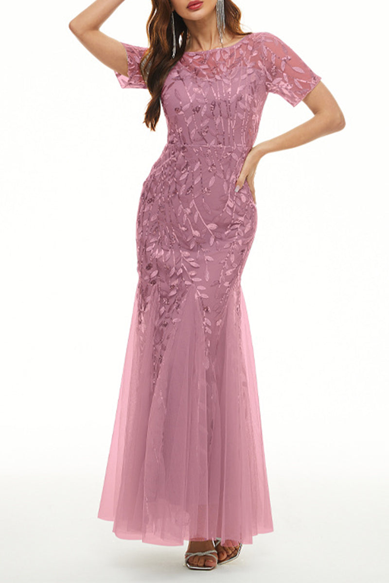 Celebrities Elegant Patchwork Sequins O Neck Evening Dress Dresses - View 8 | VelvetHem