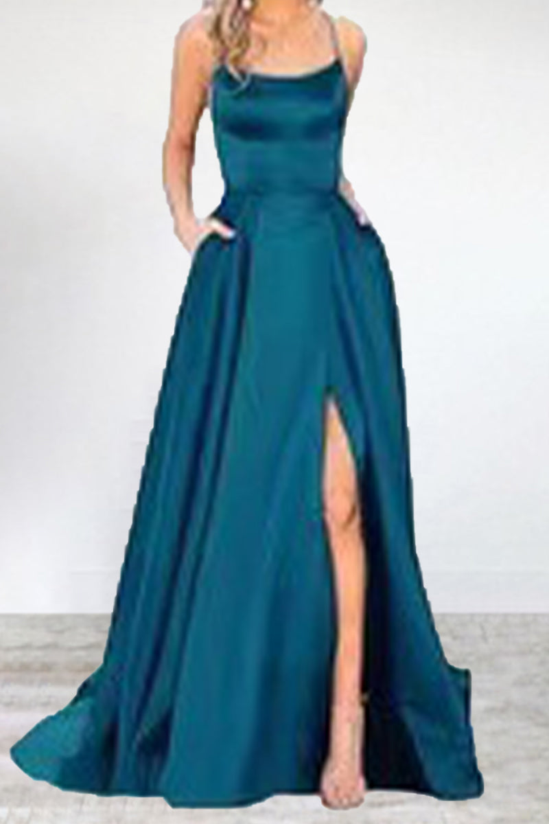 Sexy Formal Solid High Opening U Neck Evening Dress Dresses - View 2 | VelvetHem