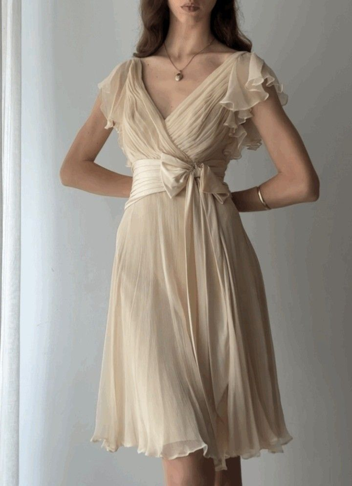 A-Line V-Neck Chiffon Homecoming Dress Cocktail Dress with Bow