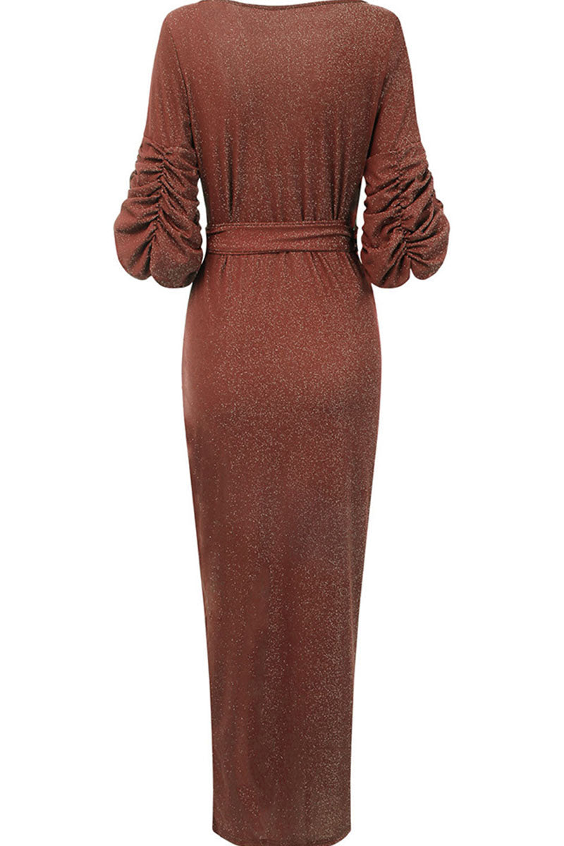 Sexy Solid Patchwork V Neck Evening Dress Dresses(3 Colors) - View 4 | VelvetHem