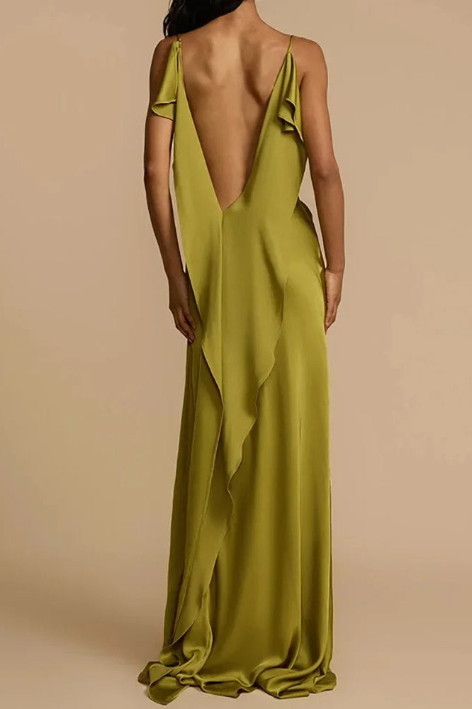 Elegant Sleeveless Deep Backless Maxi Dress - View 5 | FashionDia