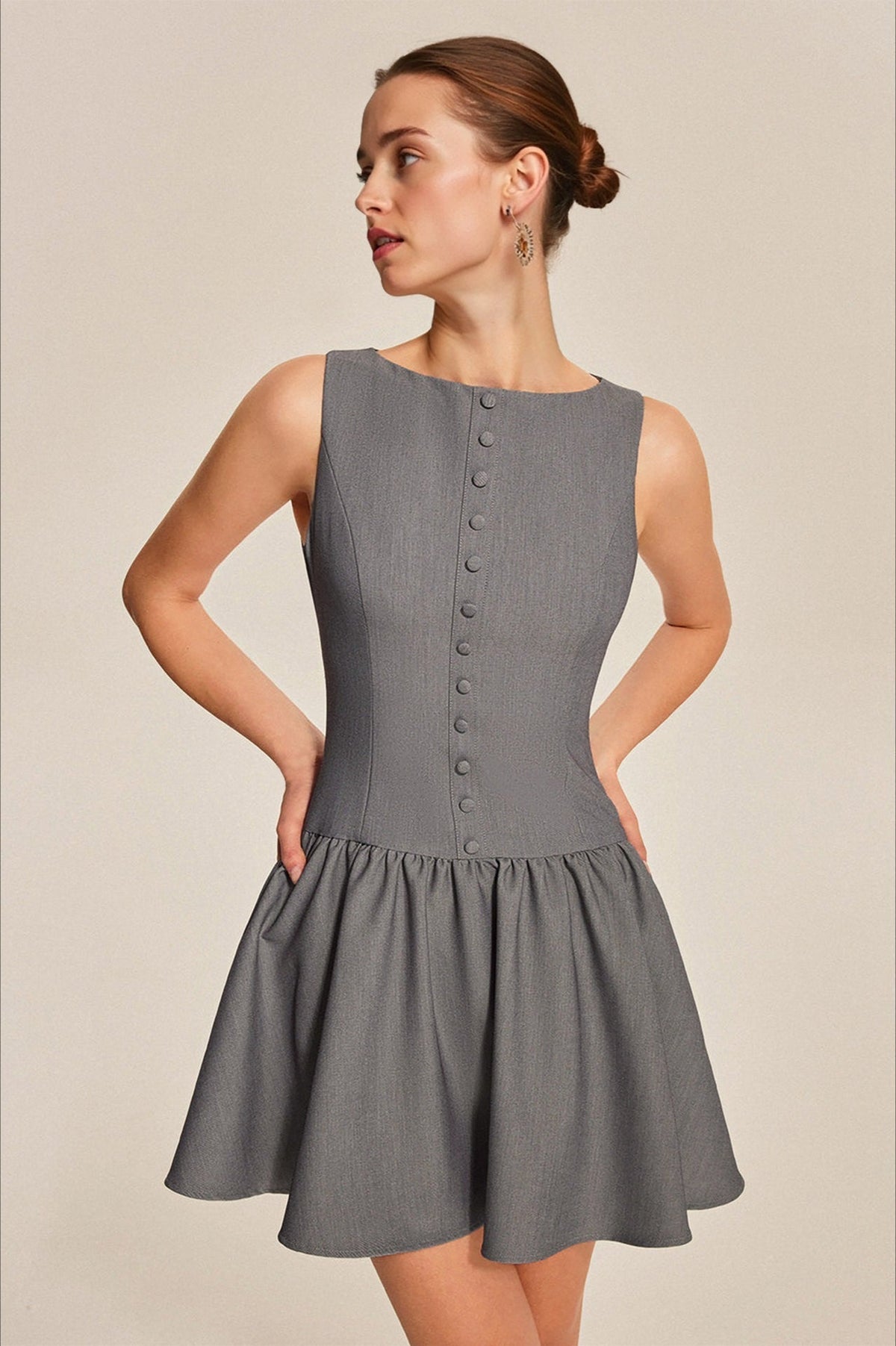 Elegant Ruffle A Line Work Dress - View 2 | VelvetHem