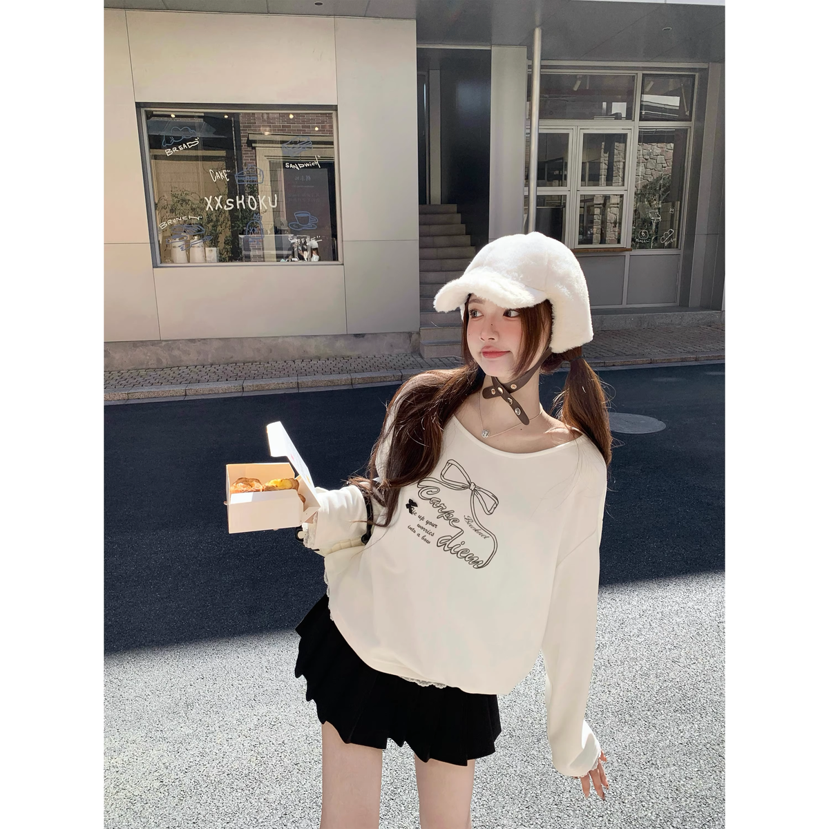 Lace Print Inner Layer Long-Sleeved Top - FashionDia