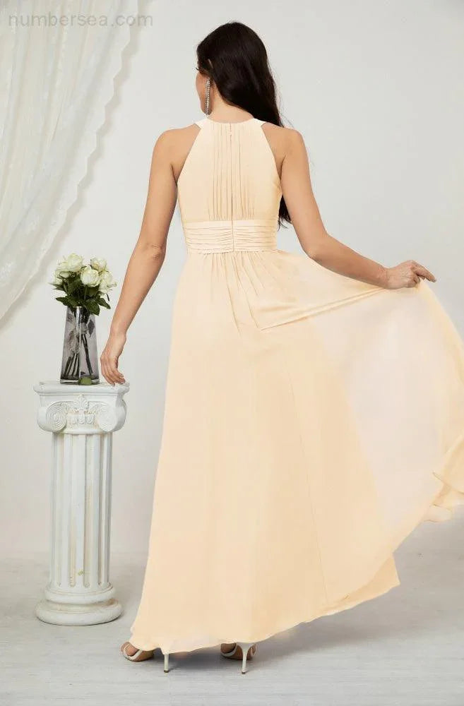 ZapDress Formal Party Gown Dress Chiffon Halter Long Sleeveless Bridesmaid Dresses 2802 (ZD16960)