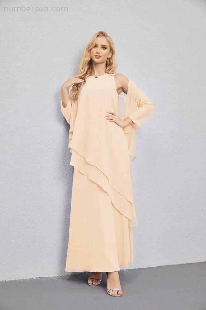 Mother of Bride Dresses with Open Front Lightweight Cardigan Formal Prom Gown 28081 (ZD16990)