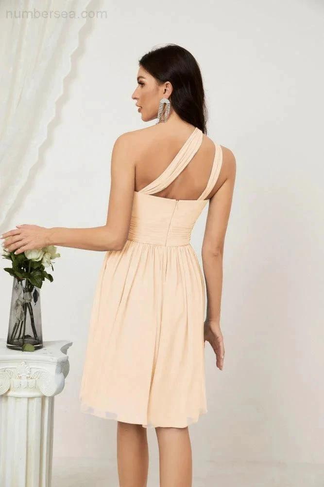 ZapDress Women Chiffon Short One Shoulder Bridesmaid Dress Formal Dresses for Party Homecoming 2804 (ZD16948)