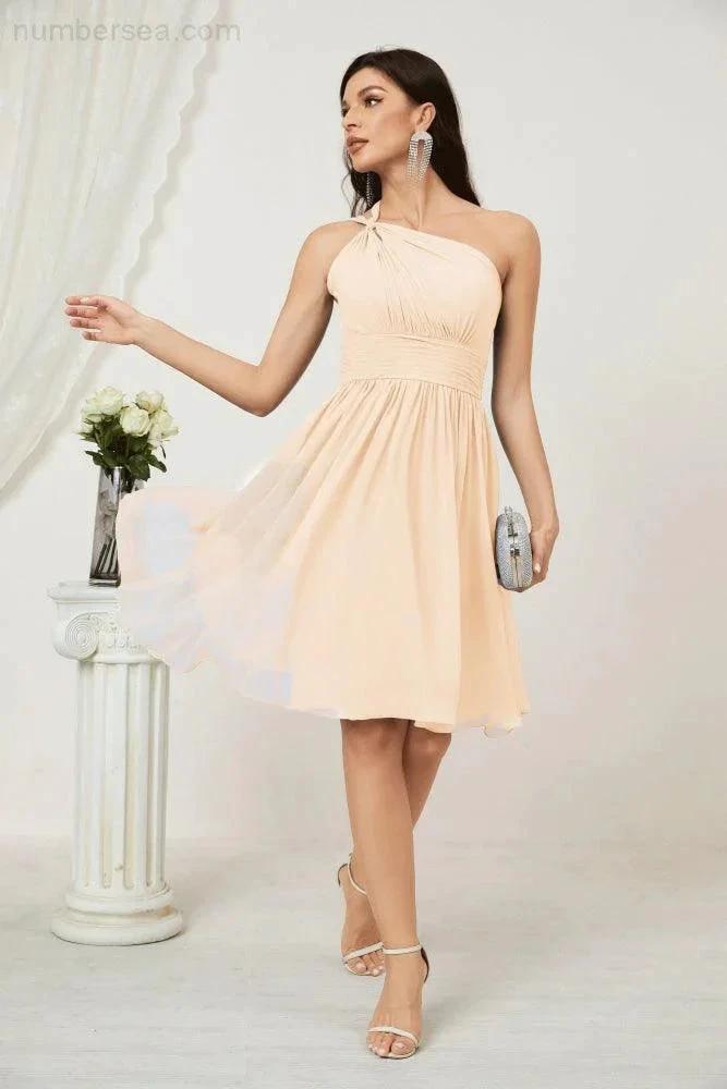 ZapDress Women Chiffon Short One Shoulder Bridesmaid Dress Formal Dresses for Party Homecoming 2804 (ZD16948)
