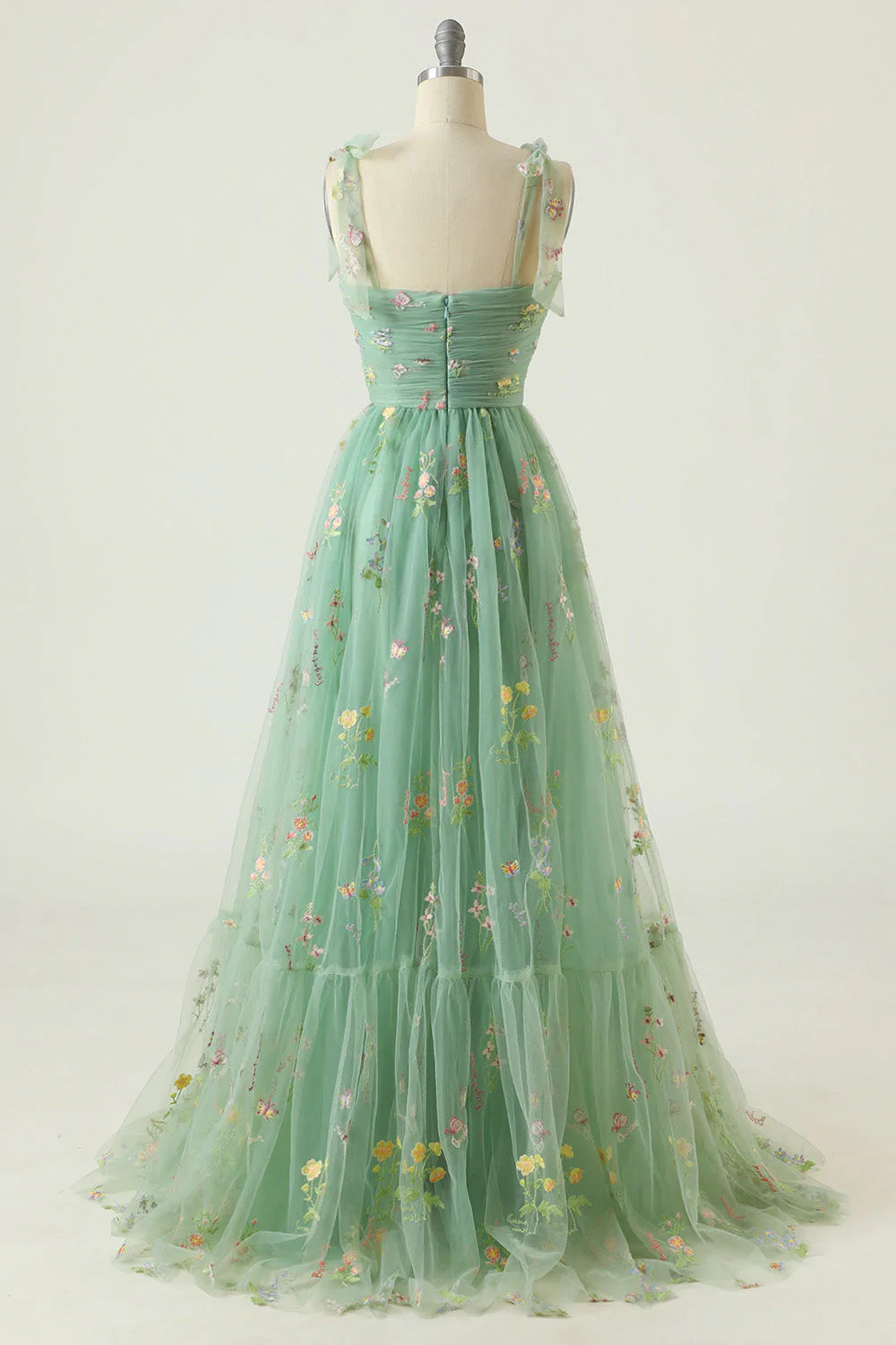Elegant A Line Spaghetti Straps Blue Long Prom Dress with Embroidery