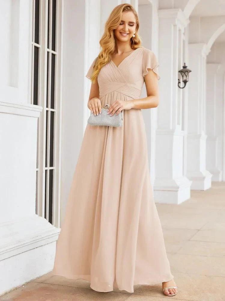 Numbersea Formal Prom Gowns for Mother of The Bride Cap Sleeves Bridesmaid Dress 28047 by numbersea