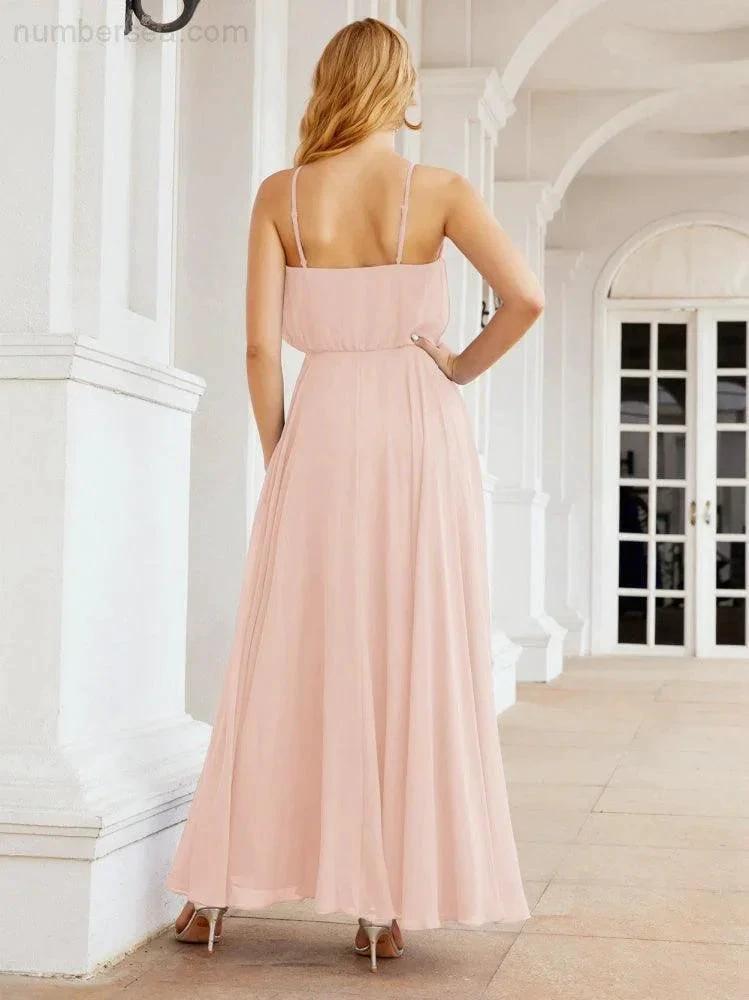 ZapDress Halter Long Bridesmaid Dresses Formal A line Juniors Dress 28029 (ZD17029)