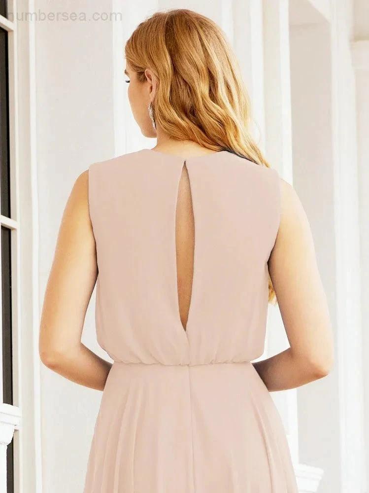 ZapDress Sleeveless Long Bridesmaid Dress A line Formal Evening Prom Gown 28025 (ZD17053)