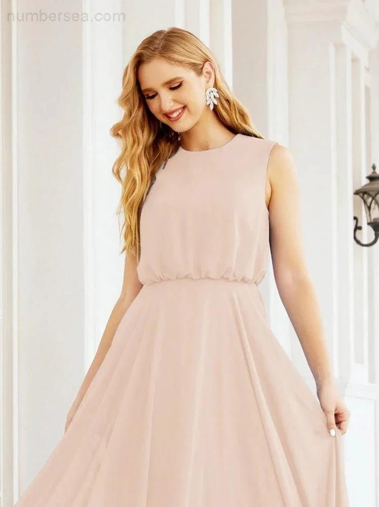 ZapDress Sleeveless Long Bridesmaid Dress A line Formal Evening Prom Gown 28025 (ZD17053)