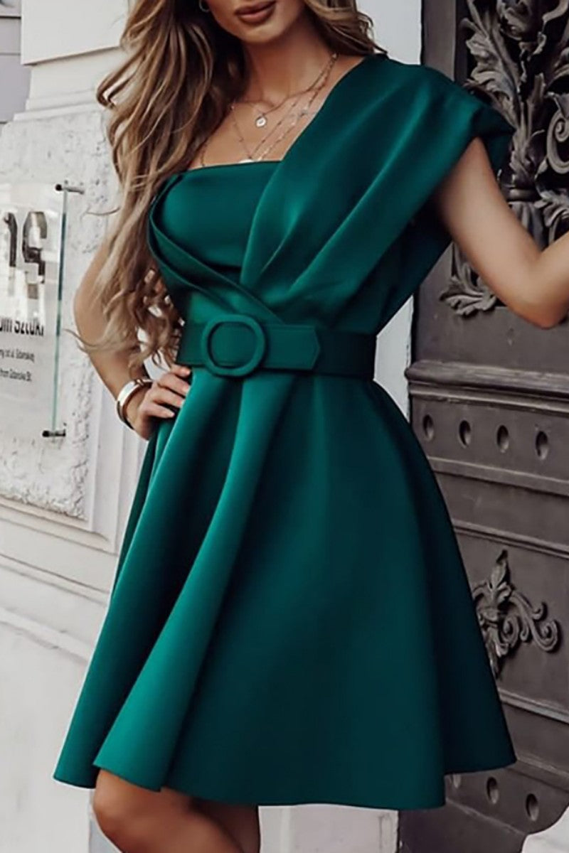 Sexy Formal Solid Patchwork Backless One Shoulder Evening Dress Dresses - View 2 | VelvetHem